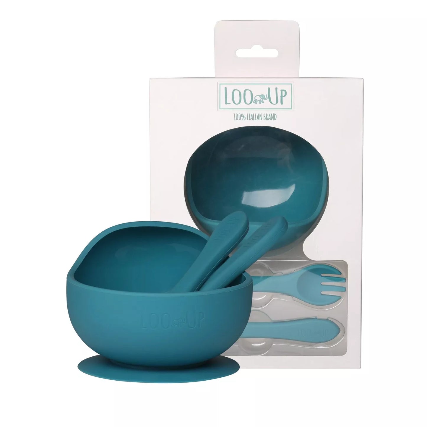 LOO.UP Set silikonska skleda in pribor (Blue)