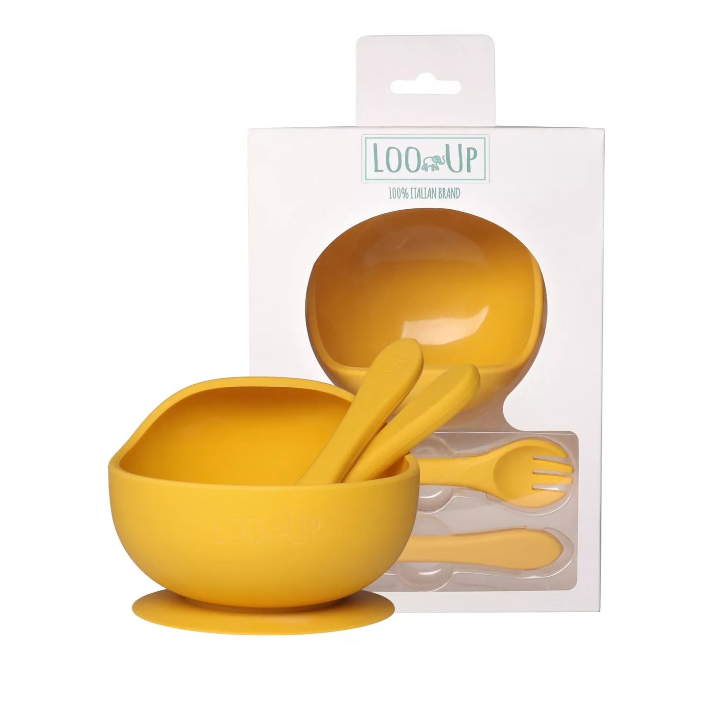 LOO.UP Set silikonska skleda in pribor (Lemon)