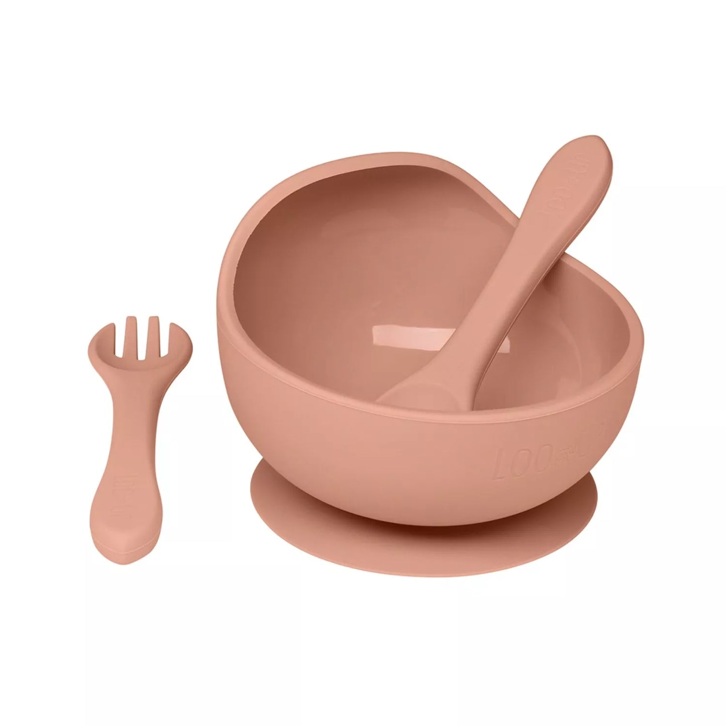 LOO.UP Set silikonska skleda in pribor (Peach)