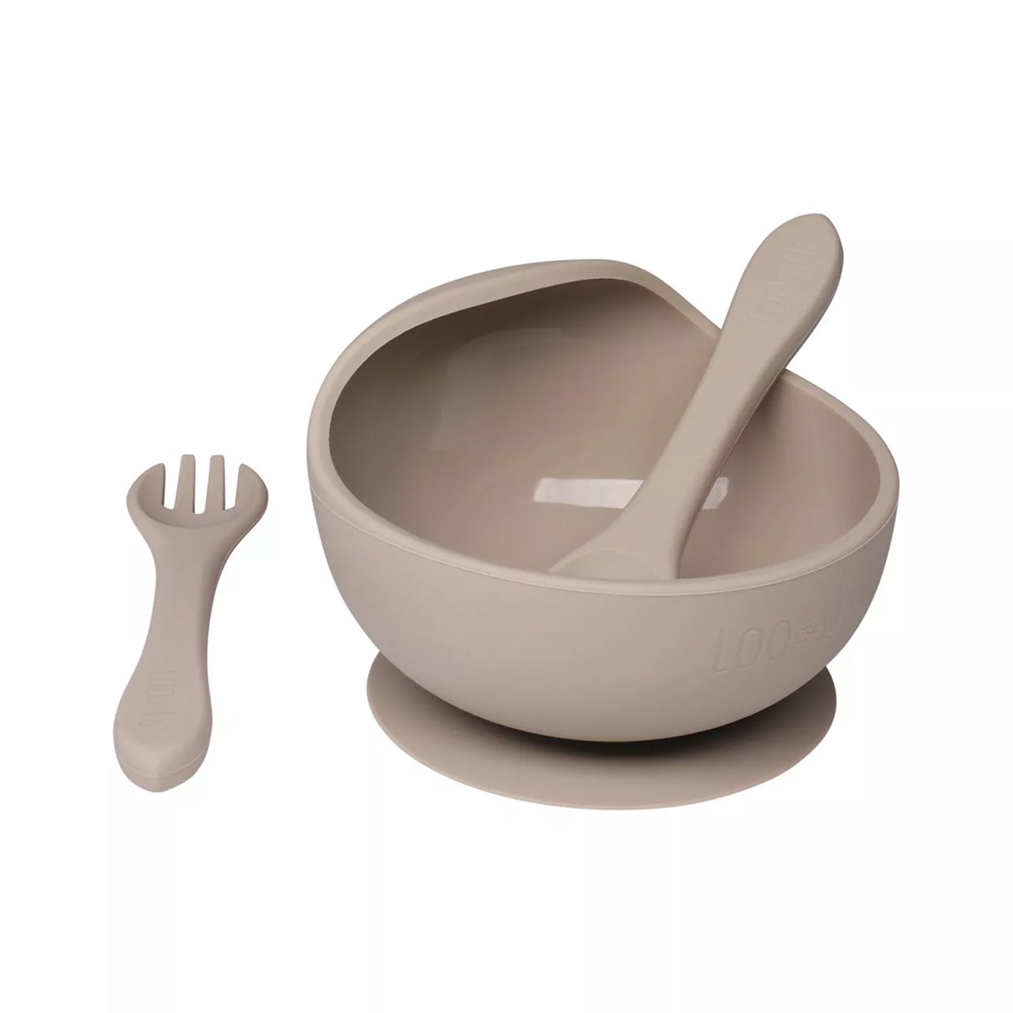 LOO.UP Set silikonska skleda in pribor (Beige)